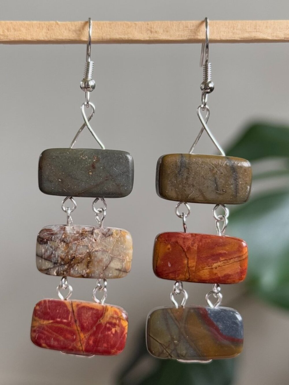 handmade colorful beaded earrings with silver accents